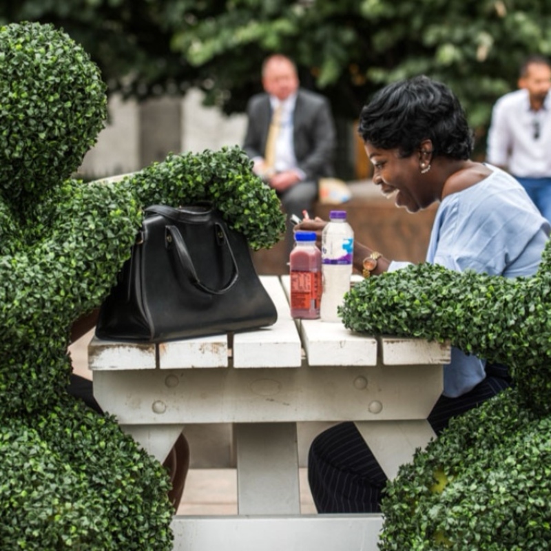 The Human Hedges performing at a festival event in London.